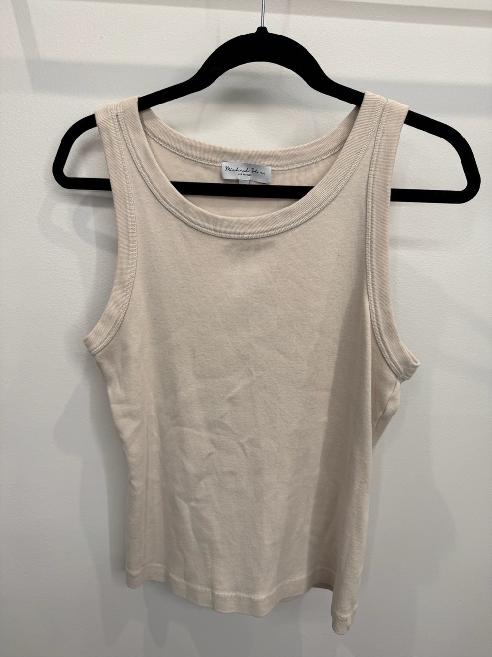 Michael Stars Beige/Cream Ribbed Scoop Tank